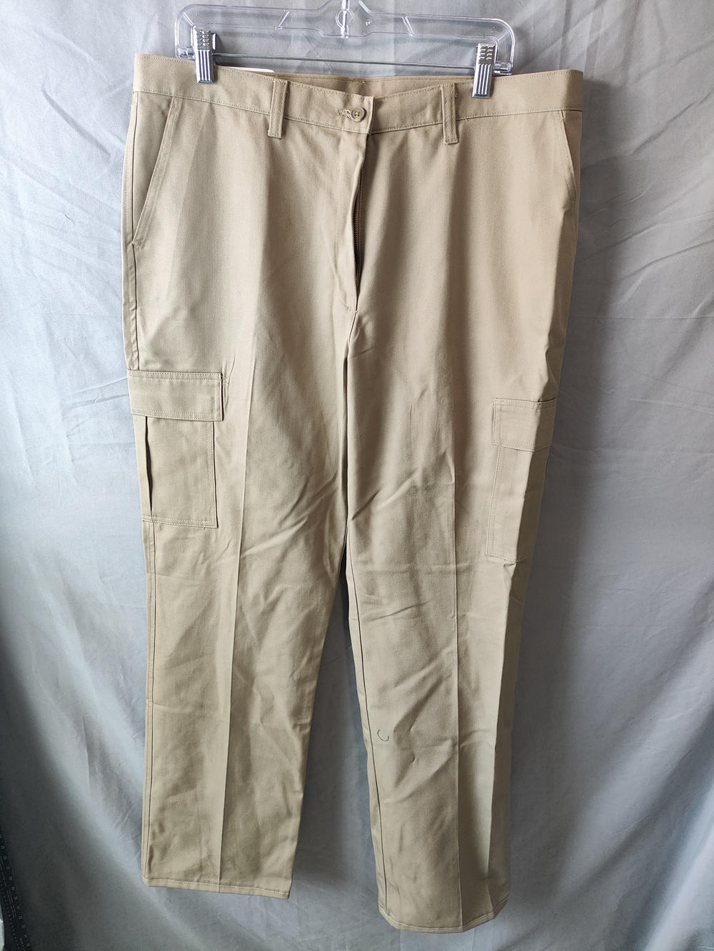 Edwards Cargo Pants Mens 36x34 Khaki Flat Front Workwear Uniform Polyester Blend